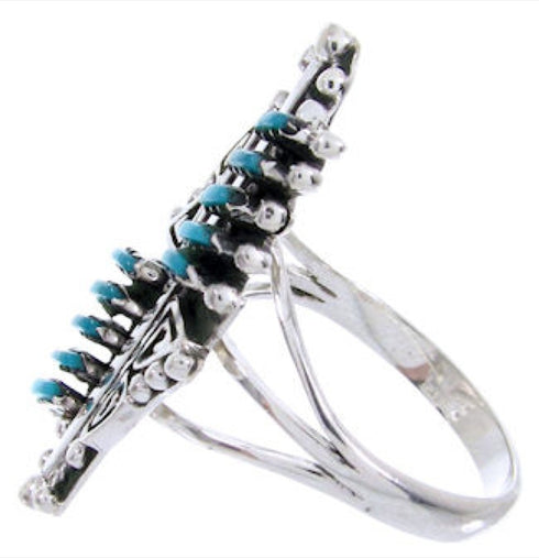 Southwest Silver Turquoise Needlepoint Jewelry Ring Size 6-1/2 BW67899